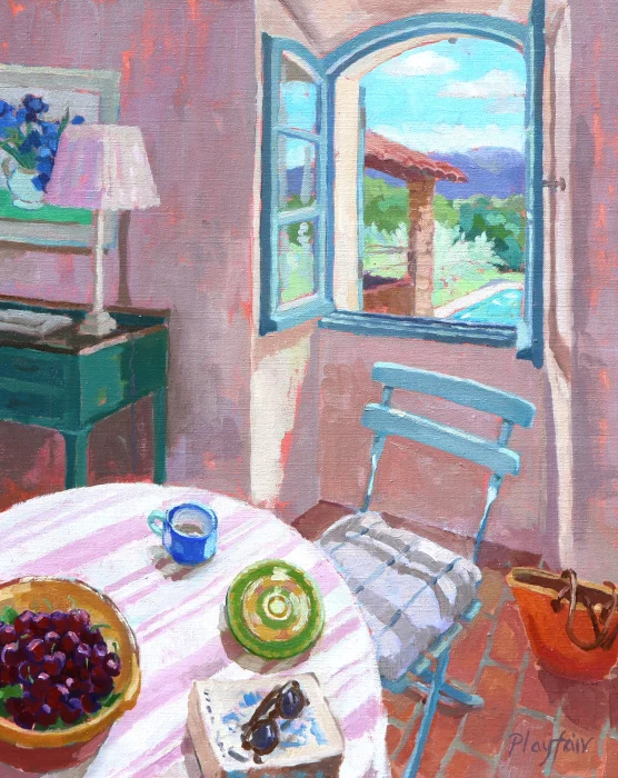 British Artist ANNABEL PLAYFAIR - Interior with a View, Provence
